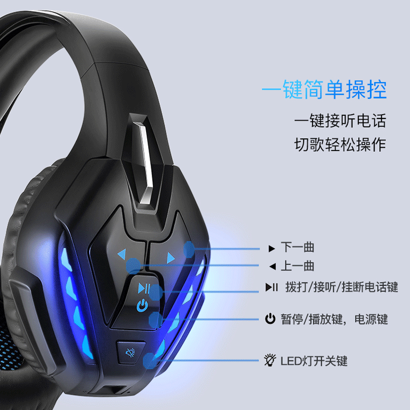 因卓B3510头戴式游戏耳机电脑带线蓝牙无线电竞游戏降噪耳机批发