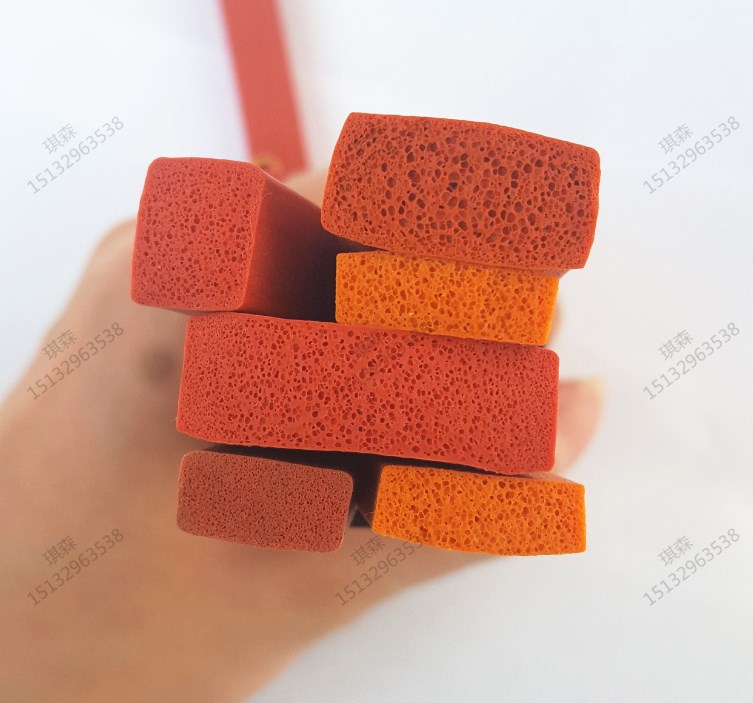 耐高温硅胶方条发泡平板隔音防撞红色海绵橡胶垫扁条一字密封条