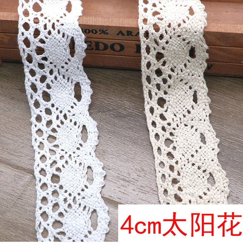 4CM Sunflower Cotton Edge Embroidery Floss Machine-Woven Sunflower Supplementary Edge Curtain Home Textile Accessory