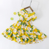 Summer new girl Zhong children's cotton and silk short sleeve dress three -layer skirt button cake skirt wholesale