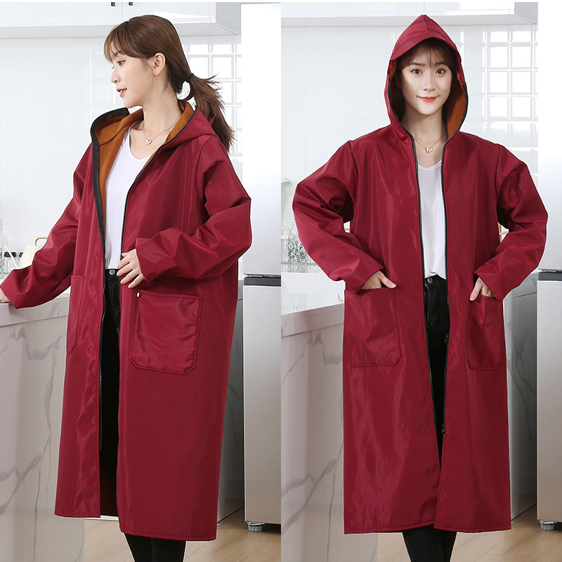 lengthen Mask Plush Long sleeve waterproof Anti-oil apron kitchen coat Burqa adult coverall Coat