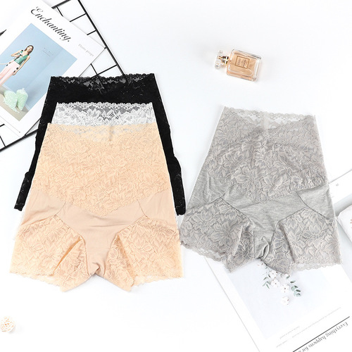 New high-waisted tummy-tightening waist safety pants without underwear for large size women anti-exposure lace can be worn outside leggings