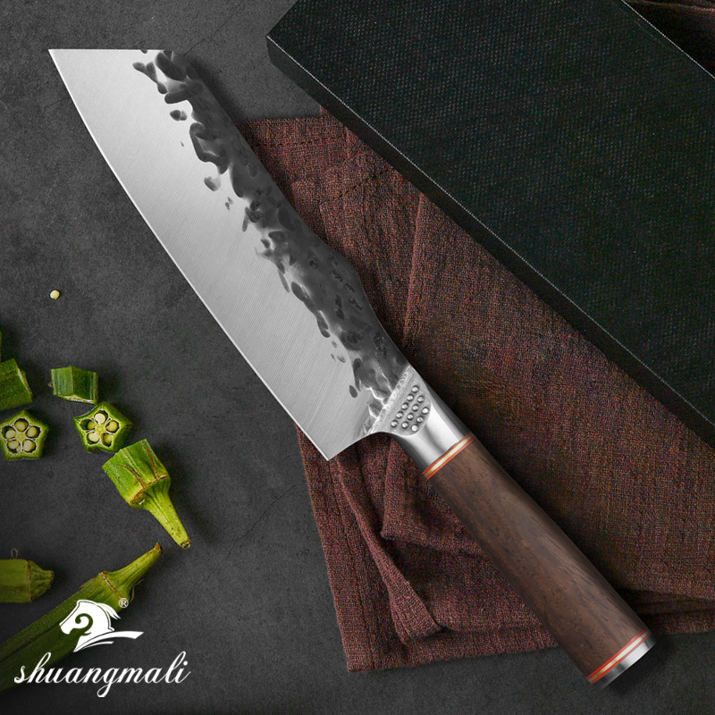 Chef's Knife Hammered Forged5 CR15 MOVStainless Steel Knife Ebony Handle Knife Shipping
