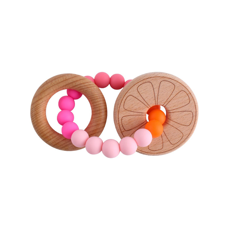 Nueva DIY creativo Beech anillo de haya flor juguete teether Seguridad Protección del Medio Ambiente silicona pulsera teether stick