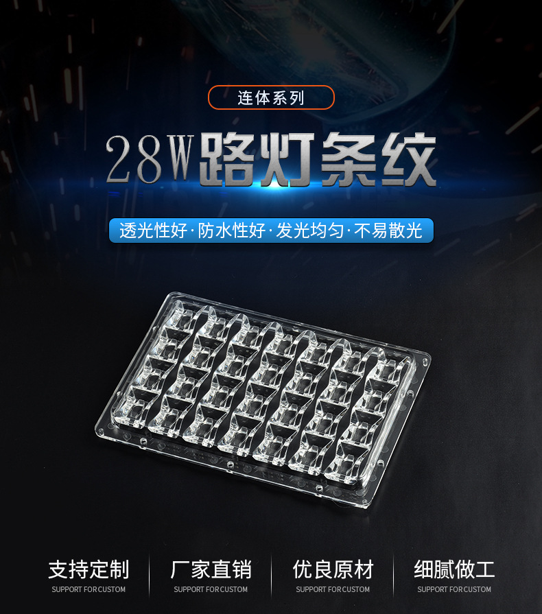 LED光学透镜透镜 28W连体LED亚克力波浪圆弧户外路灯透镜-阿里巴巴