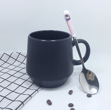 创意哑光黑杯   礼品马克杯定制简约情侣陶瓷杯 质感好磨砂色釉杯