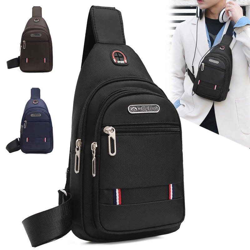 Men's chest bag waterproof wear-resistant Oxford cloth shoulder bag Trendy men's ins diagonal bag anti-theft bag leisure hanging bag