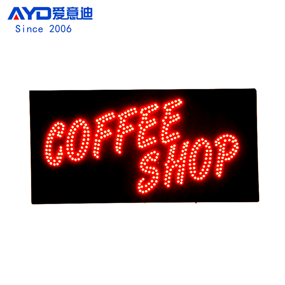 跨境厂家货源高亮咖啡店电子招牌 LED coffee shop sign 30x60cm