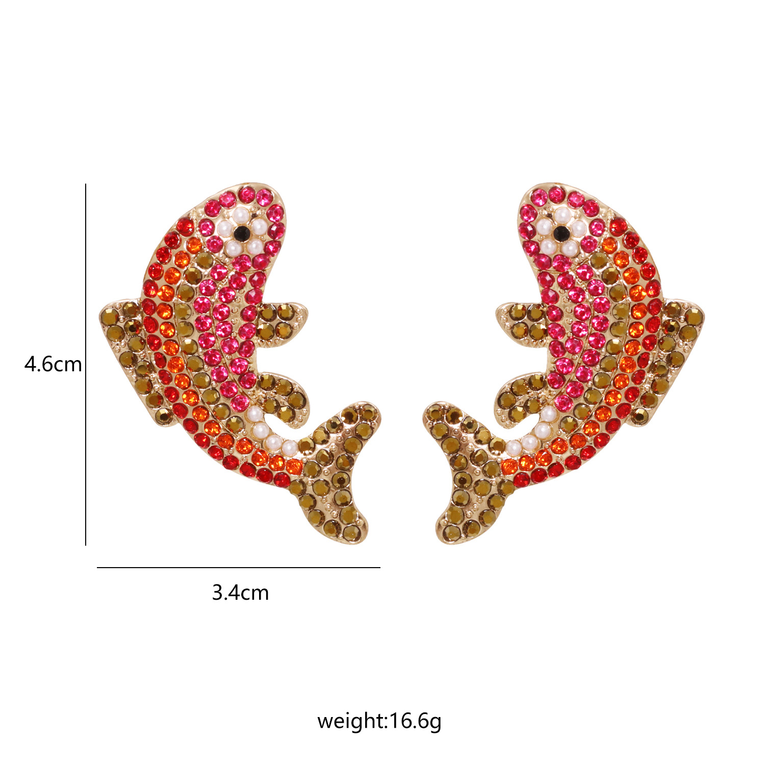 Red Koi Small Fish Carp Jumping Dragon Earrings Wholesale display picture 1