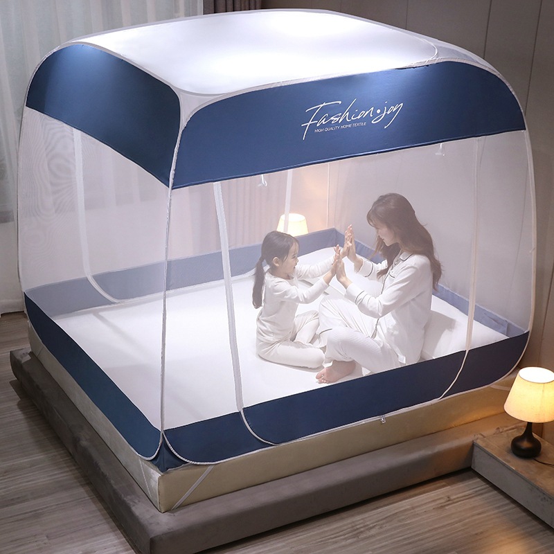 Fábrica al por mayor mosquitera instalación libre anti-caída bolsa mongol mosquitera hogar cuadrado superior patrón cuenta 1.5 m1.8 M cama cifrado