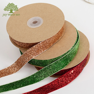 Glitter powder Bright surface Color green onions Flocking with christmas tree decorate Silk ribbon Christmas diy decorate Gift Wrapping