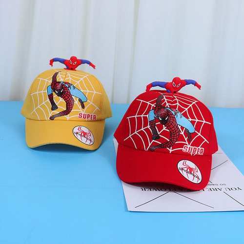 Baby Hat Cartoon 3D Spider-Man Children's Baseball Cap Boys Summer Outdoor Sunshade Sun Protection Breathable Duckbill Hat