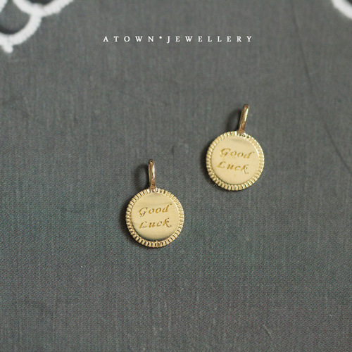 lucky small gold coin 925 sterling silver plated 14K gold lucky goodluck transfer K gold necklace pendant pendant