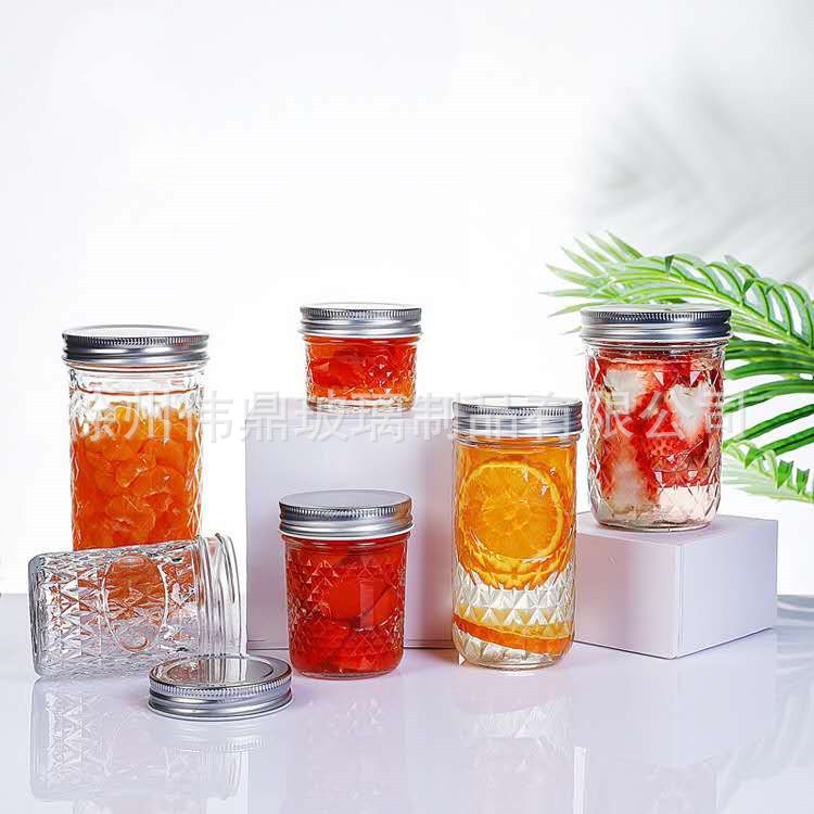 鱼子酱玻璃瓶玻璃果酱罐头瓶钻石蜂蜜瓶酱菜瓶蔬菜沙拉罐腌制神器