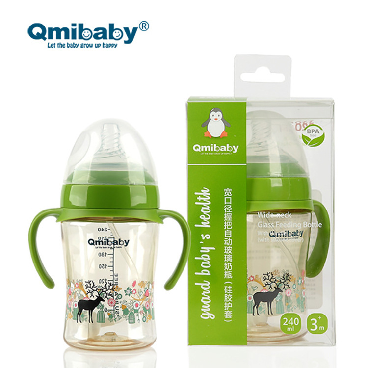 Qmibaby Baby bottle PPSU Wide caliber Feeding bottle Newborn baby Feeding bottle Flatulence 240ML