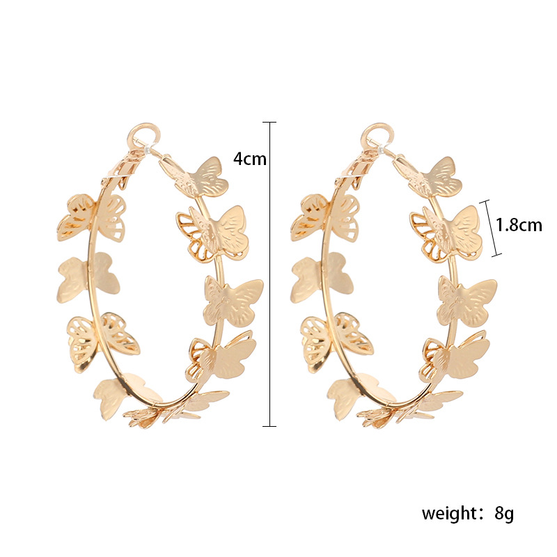 Papillon Doré Volant Anneau Rond Boucles D&#39;oreilles En Métal Propagation Boucles D&#39;oreilles Cercle Géométrique En Gros Nihaojewelry display picture 1