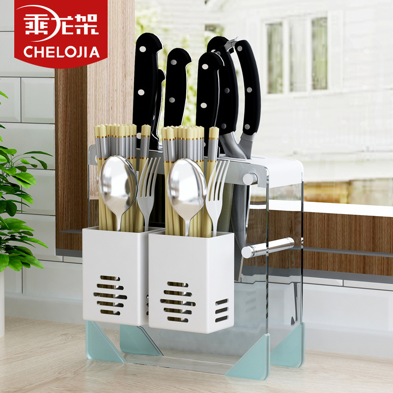 kitchen knife Storage rack Wall mounted multi-function Chopstick Tool carrier one Toughened glass Tool carrier tool Shelf