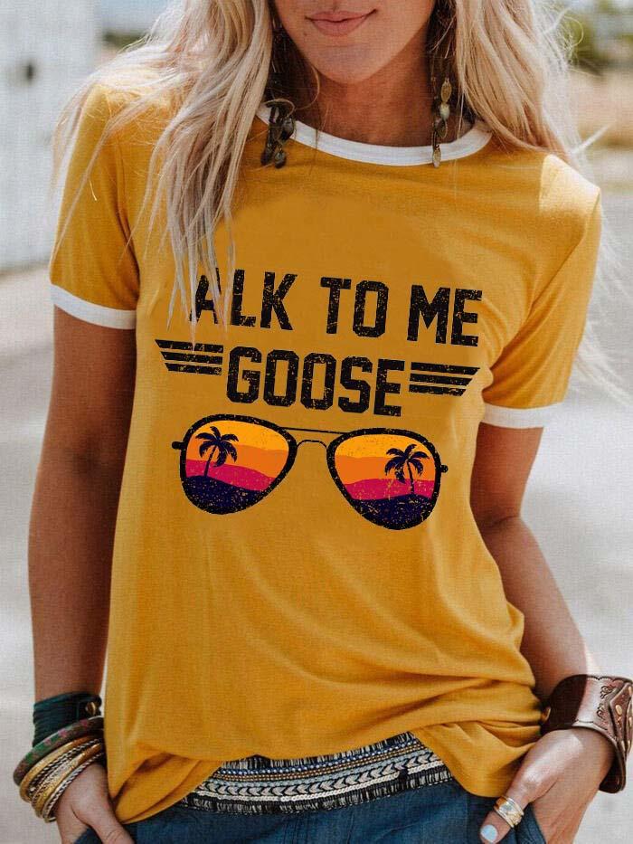 2020 New Amazon Aliexpress Ou Mei Kuan Printing Casual T Shirt Women's Loose L Round Neck Wild