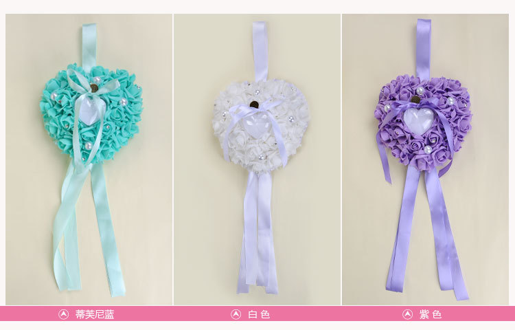 Cross-border foreign trade pe foam ring box, heart-shaped ring pillow, Western-style wedding supplies, rose pvc box packaging, hanging decoration detail image 5