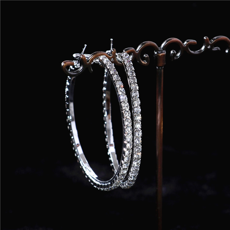 1 Paire Mode Cercle Strass Plaqué Or Des Boucles D'oreilles display picture 7