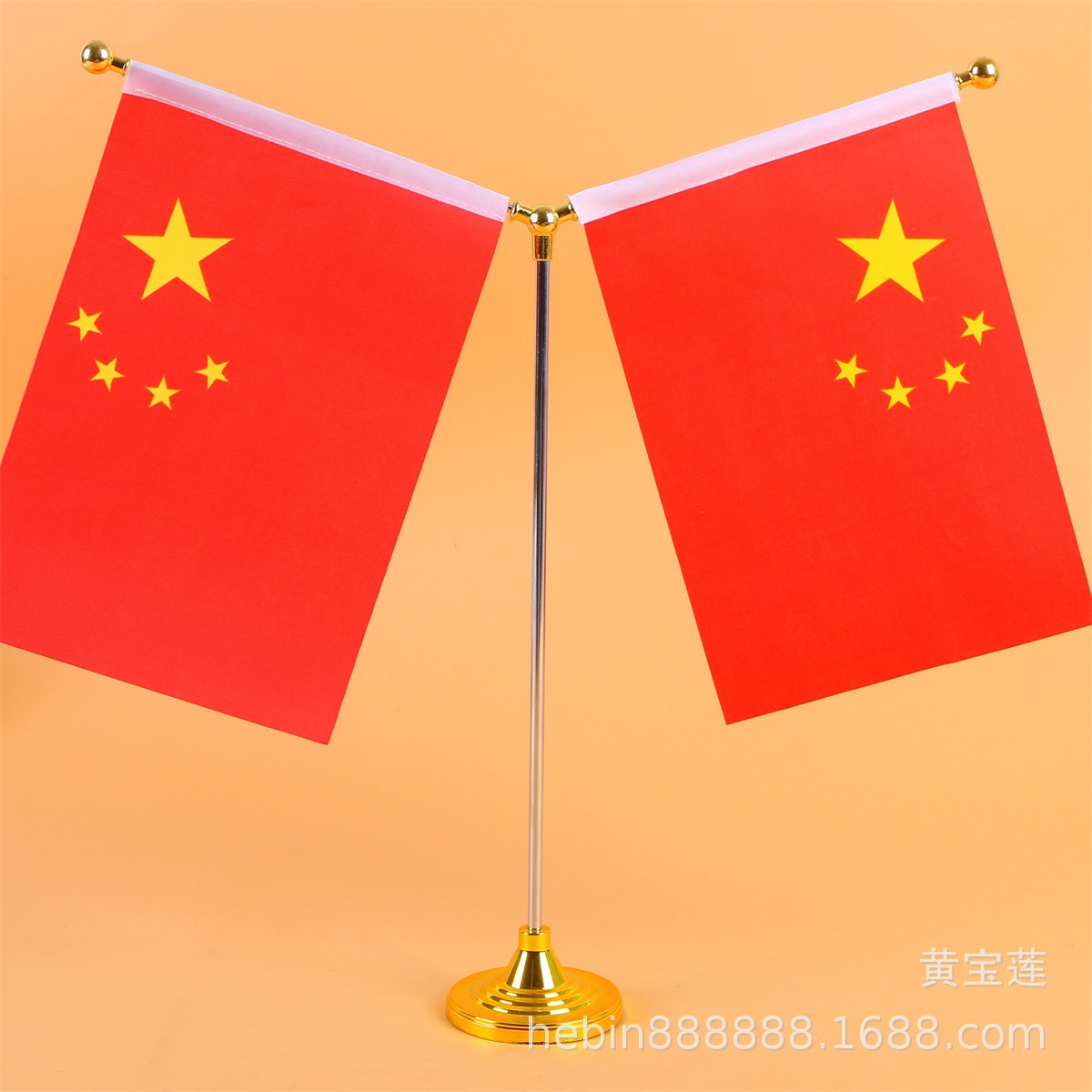 wholesale high-grade Imitation gold Font Double pole Table flag stand Flags of the World Flag Flag