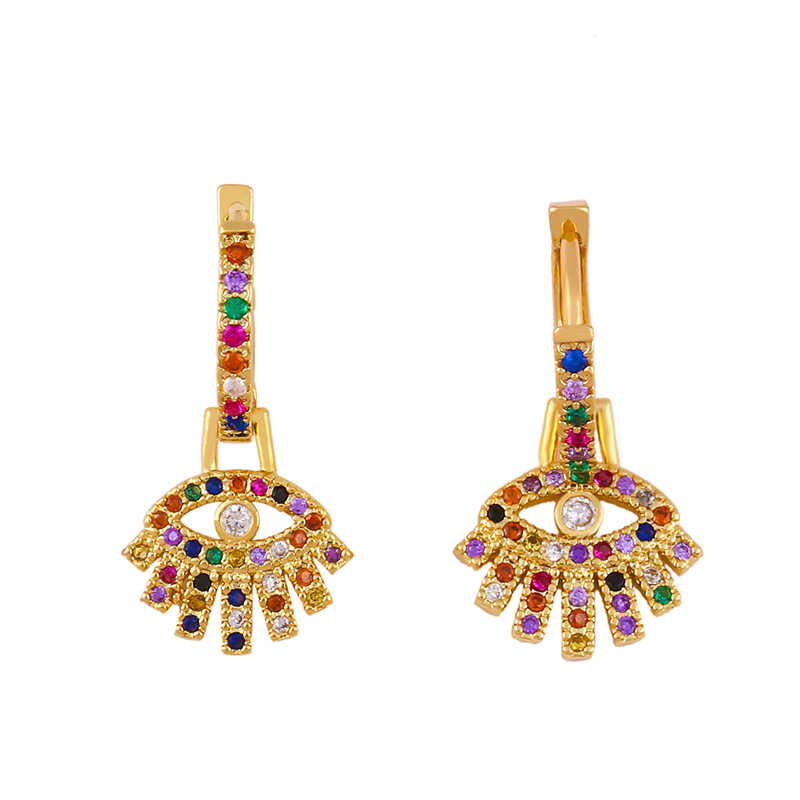 Alloy Full Diamond Earrings With Palm Color Eye Earrings display picture 5