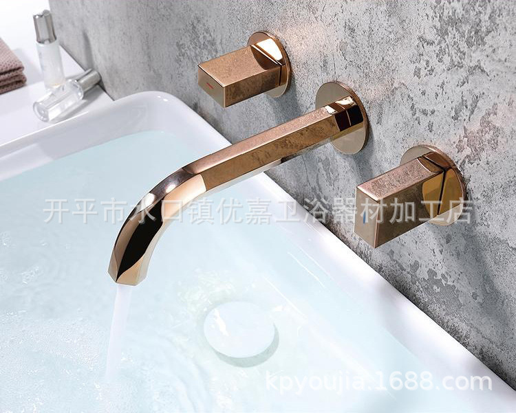 Kaiping Youjia bathroom concealed basin faucet Wall Water double-handle embedded rose gold faucet 30333 Kaiping Youjia bathroom concealed basin faucet Wall Water double-handle embedded rose gold faucet 30333