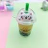 Cute milk tea, cup, metal transport, keychain, small bell, cat, Birthday gift, wholesale