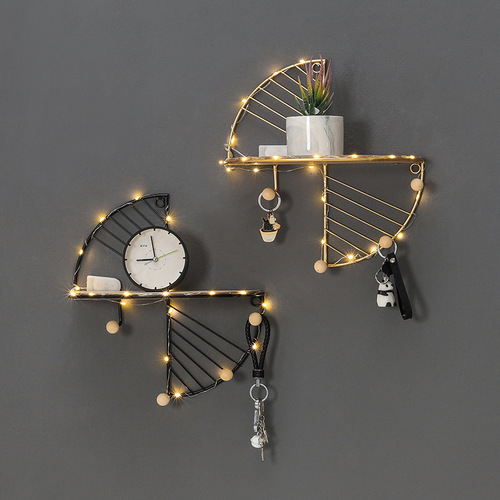 Simple Nordic iron hook wall hanging storage rack creative living room bedroom wall hanging wall decoration storage rack