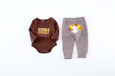 儿童套装 2020秋季外贸童装新款 宝宝纯棉爬服长袖套装两件套