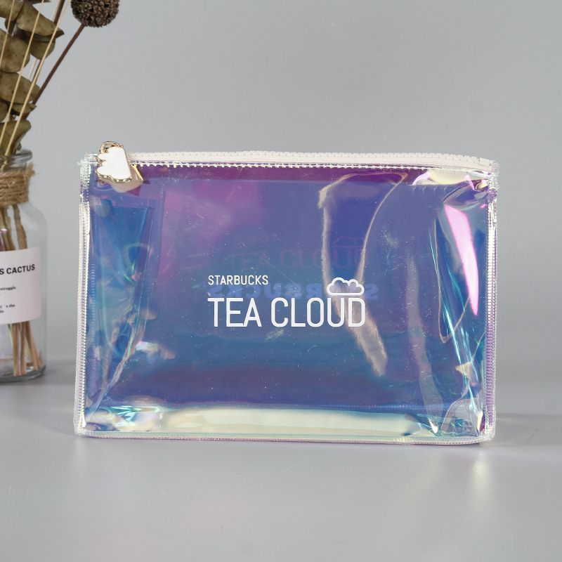 PVC镭射透明化妆包护肤品收纳包防水幻彩旅行洗漱包定 制logo