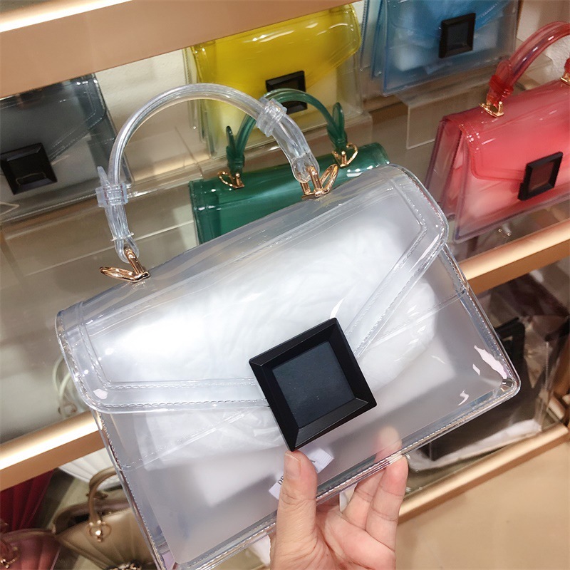 Clearance jelly bag, transparent pvc women's bag, gradient color small square bag, handbag, single-shoulder crossbody women's bag in stock undefined