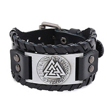 Retro Menu0027s Leather Bracelet Domineering Warrior Shield Braided Bracelet