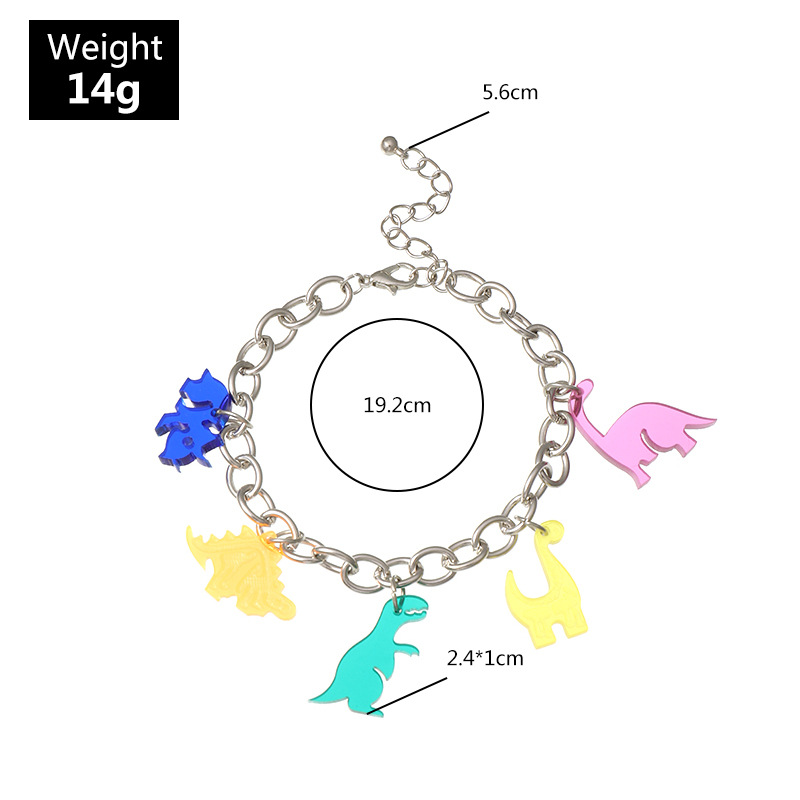 Nueva Pulsera De Dinosaurio De Resina De Cadena De Plata Simple Para Mujeres Al Por Mayor De Venta Caliente display picture 2