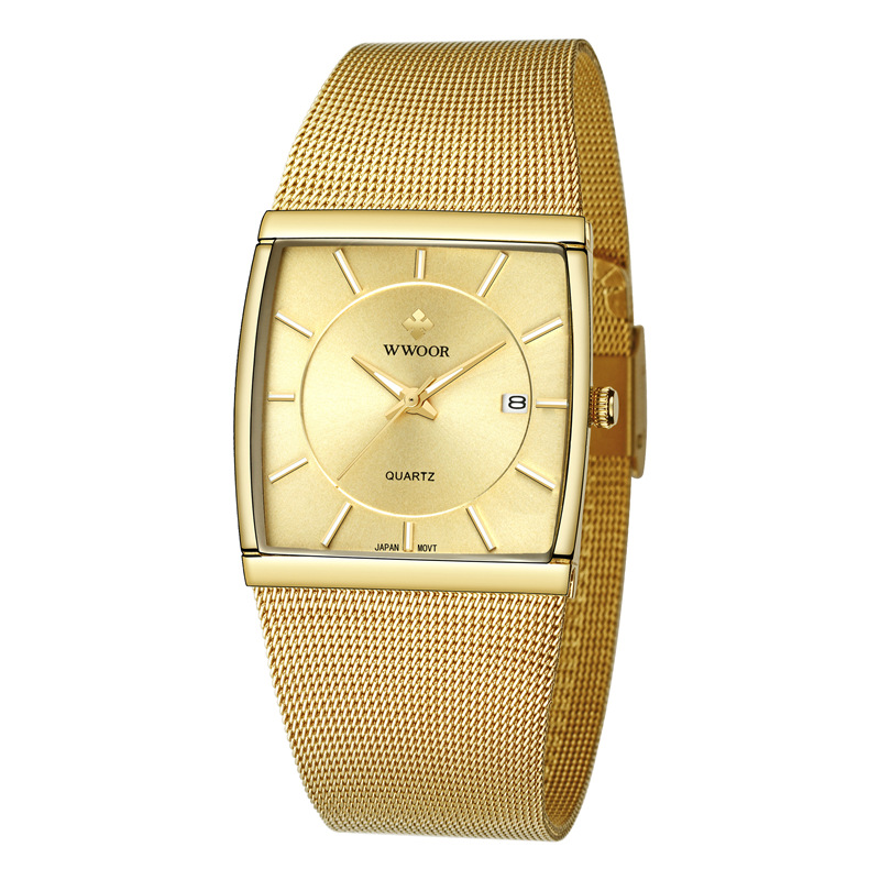 WWOOR Holding Love nuevo reloj de cuarzo de negocios para hombres calendario impermeable reloj cuadrado cabeza casual Bowl Watch 8831