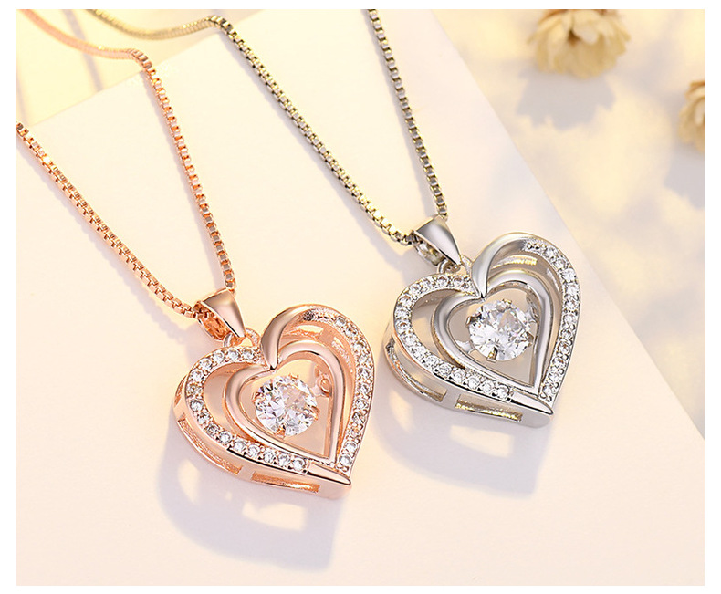 Lady Heart Shape Copper Plating Inlay Zircon Pendant Necklace 1 Piece display picture 4