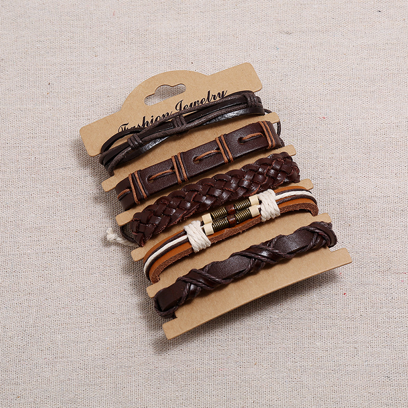 Hip-hop Fashion Accessories Retro Woven Multi-layer Diy Suit Cowhide Bracelet display picture 4