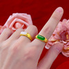 Ethnic agate ring with stone suitable for men and women jade, ethnic style, 24 carat white gold