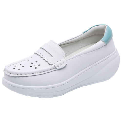  Nurse Shoes for Women, Hollowed-Out, Breathable, Soft Sole—Comfortable on Feet, Thick-Soled Height-Increasing Rocker Shoes, Winter Platform Style, Spring/Autumn Collection