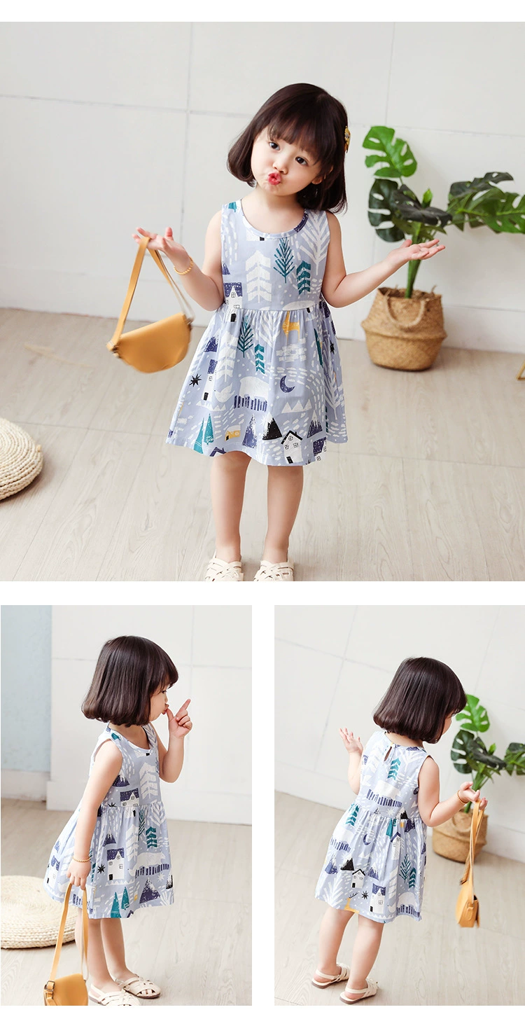 summer dresses	 100% Cotton Baby Girl Dress Summer Children Clothes Sleeveless Cloth Kids Princess Girls Dresses Party Fashion Outfit Clothing dresses evening