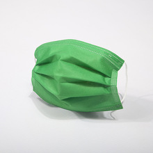 時尚綠色口罩可印logo文字圖片廣告成人印花一次性口罩三層批發
