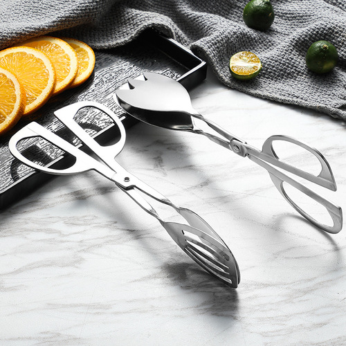 High-end stainless steel scissor clip food clip buffet clip bread salad food clip steak clip hotel salad clip