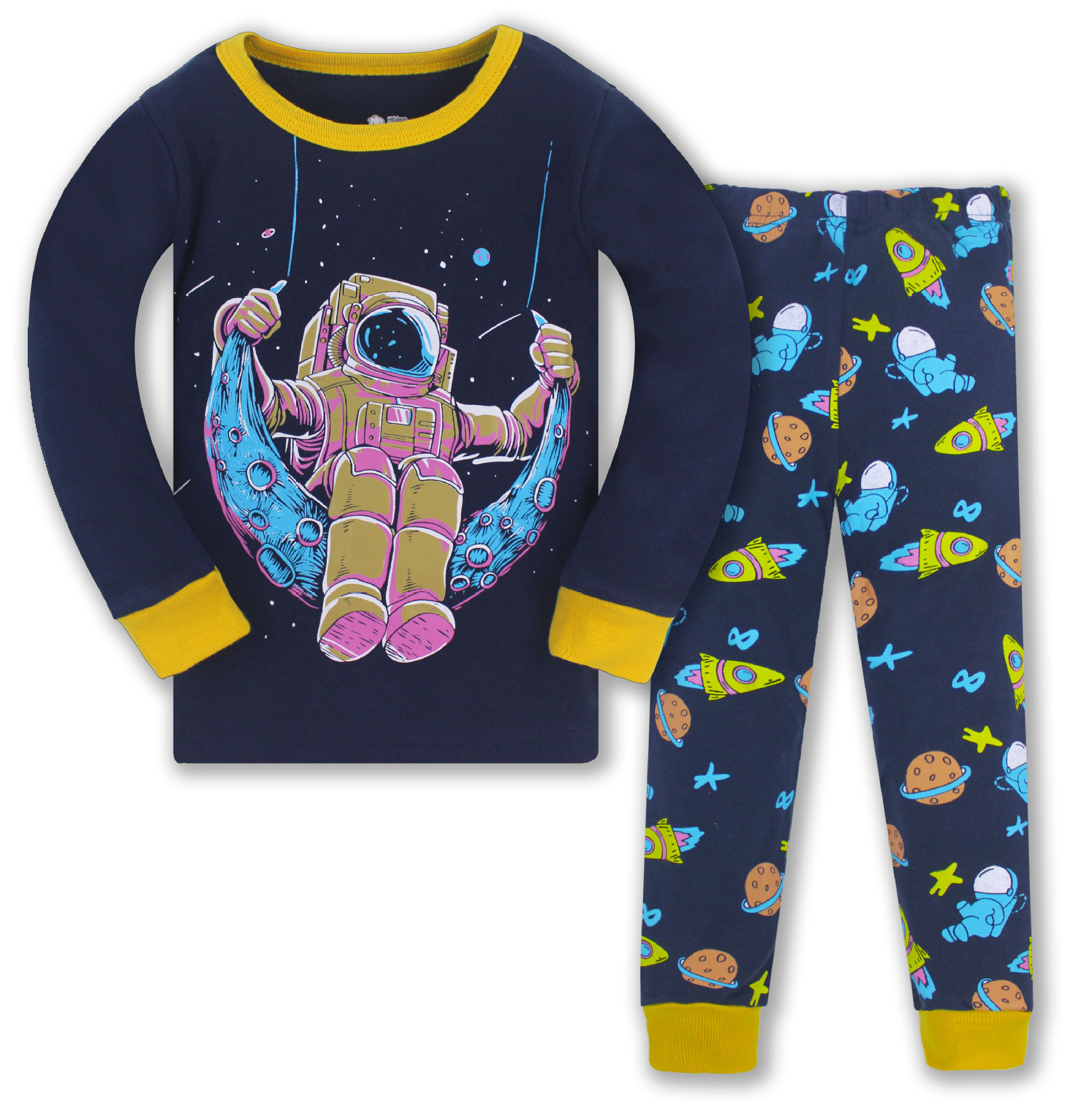 Baby cotton 3-8 long-sleeved ribbed cotton children's pajamas, air-conditioned clothing, dropshipping available (full set) 8
