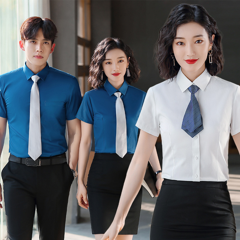 プロ仕様の半袖シャツ、夏用、韓国風、学生向け、無地、団体作業服、男性用、ロゴ印刷可能、無地シャツ