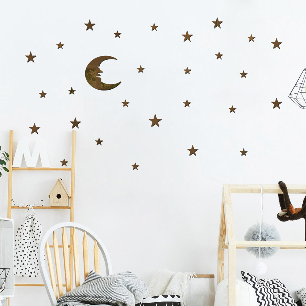 New Fashion Acrylic Mirror Star Moon Sticker display picture 3