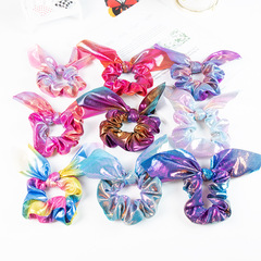 Amazon Bestselling Bow Ribbon Streamer 10 Colors Laser Pig Intestine Fabric Headband with Dual Color Braided Design