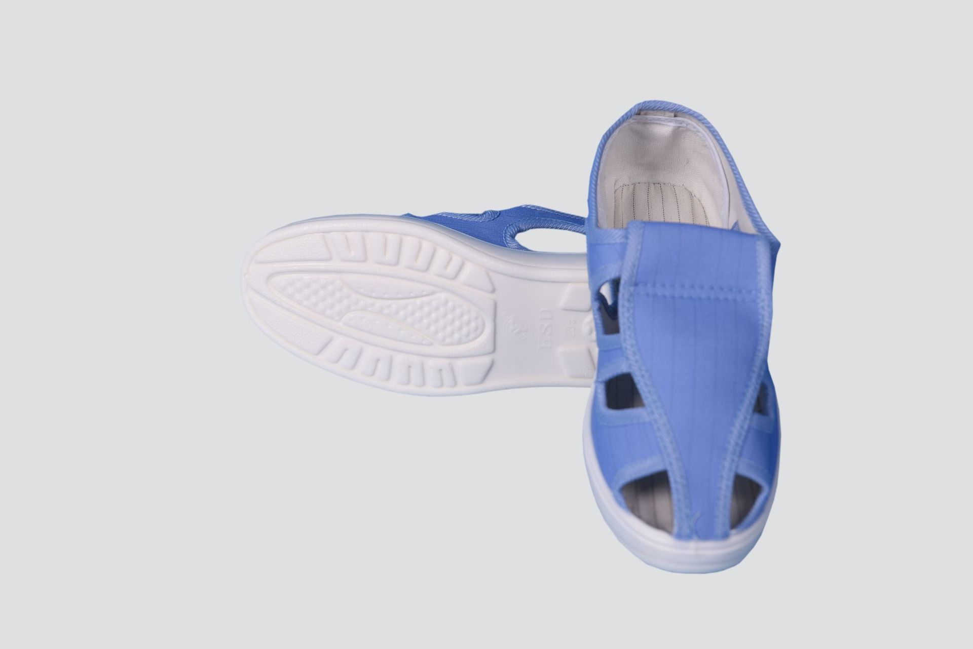 防静电鞋 胶底套鞋 双孔鞋 PU 革帆布鞋