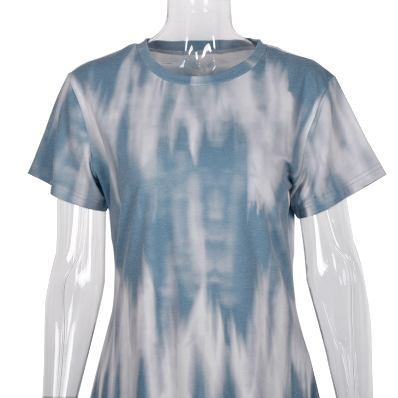 tie-dye round neck short-sleeved dress NSKL28125