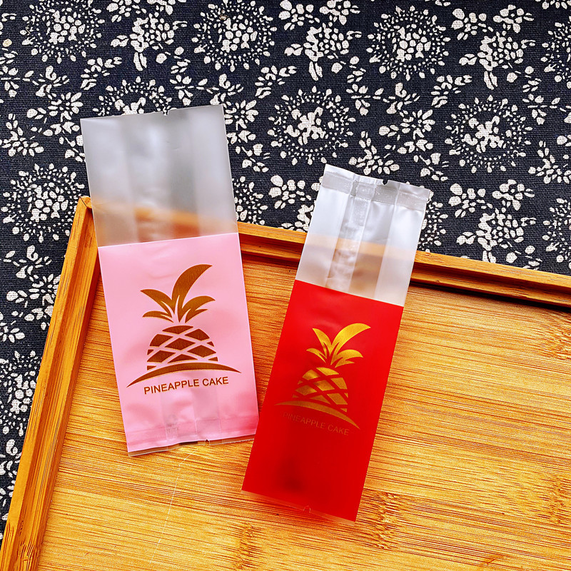 新款磨砂塑料菠萝凤梨酥开运酥包装糕点热封烘焙包装食品袋100只