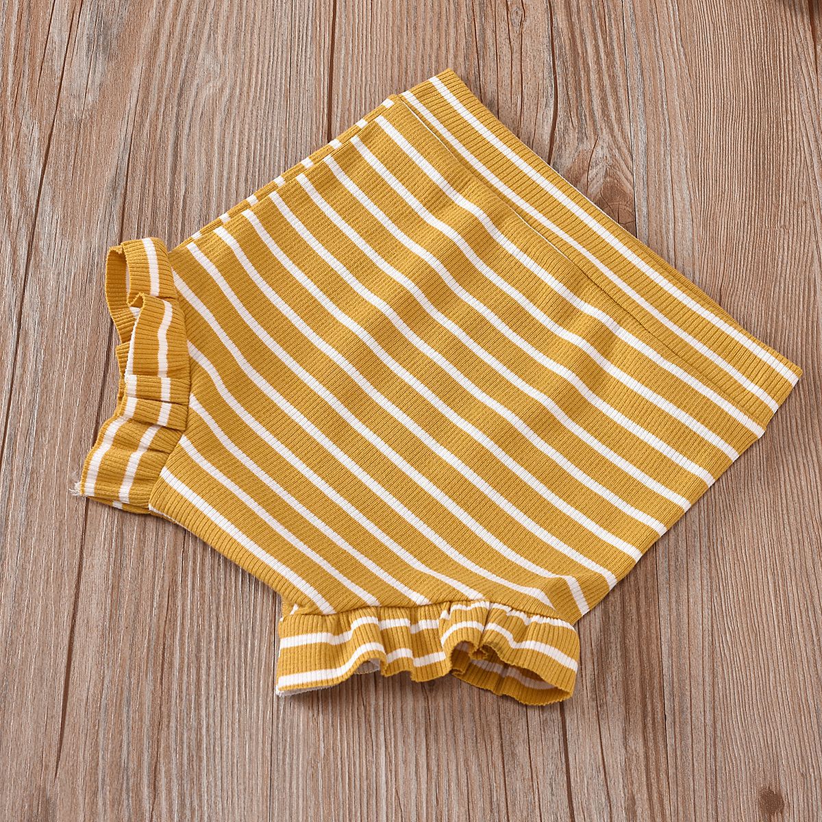 Baby Alphabet Print Top and Striped Shorts Bandana Three-Piece Set